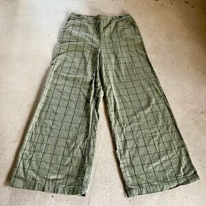 Women’s Olive Green Checkered Windowpane Pants